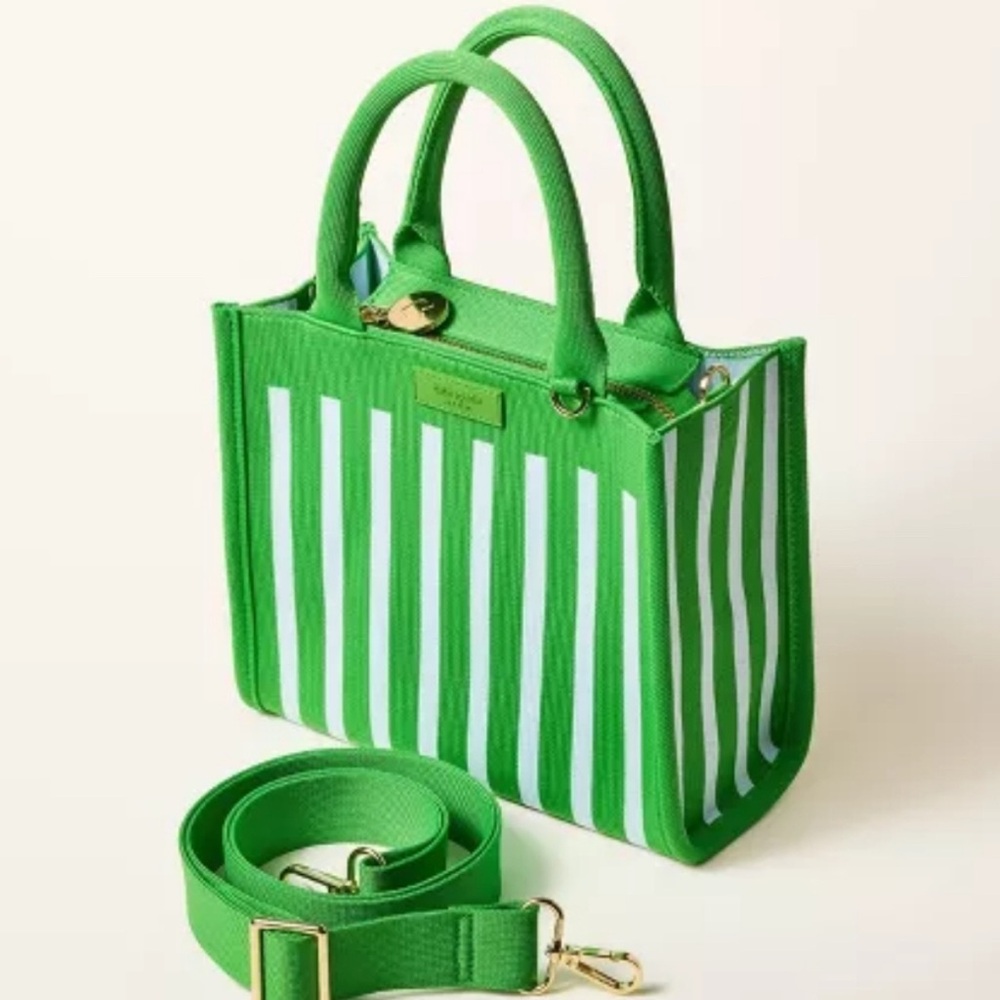 ♠️ NWT! Kate Spade New York x Target Stripe Knit Crossbody Bag - Green/Blue - Picture 3 of 5